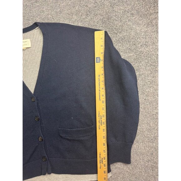 Current/Elliott Cardigan Women's 1 Navy Blue Gray Button Up V Neck Preppy - Picture 5 of 7